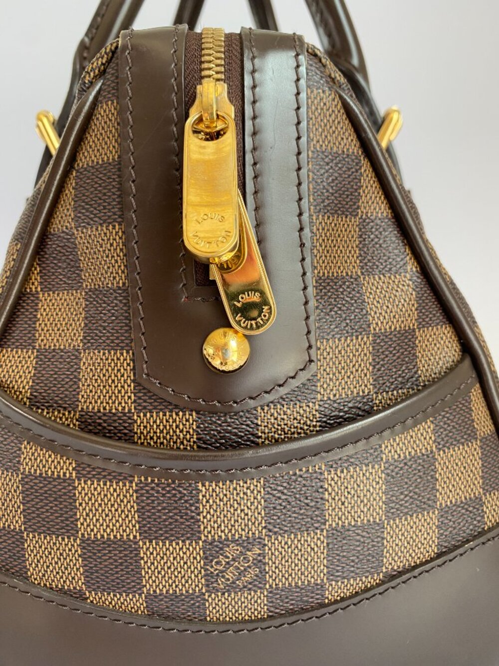 Louis Vuitton Berkeley Damier Ebene Satchel Bag Brown Top Handle - Picture 8 of 16